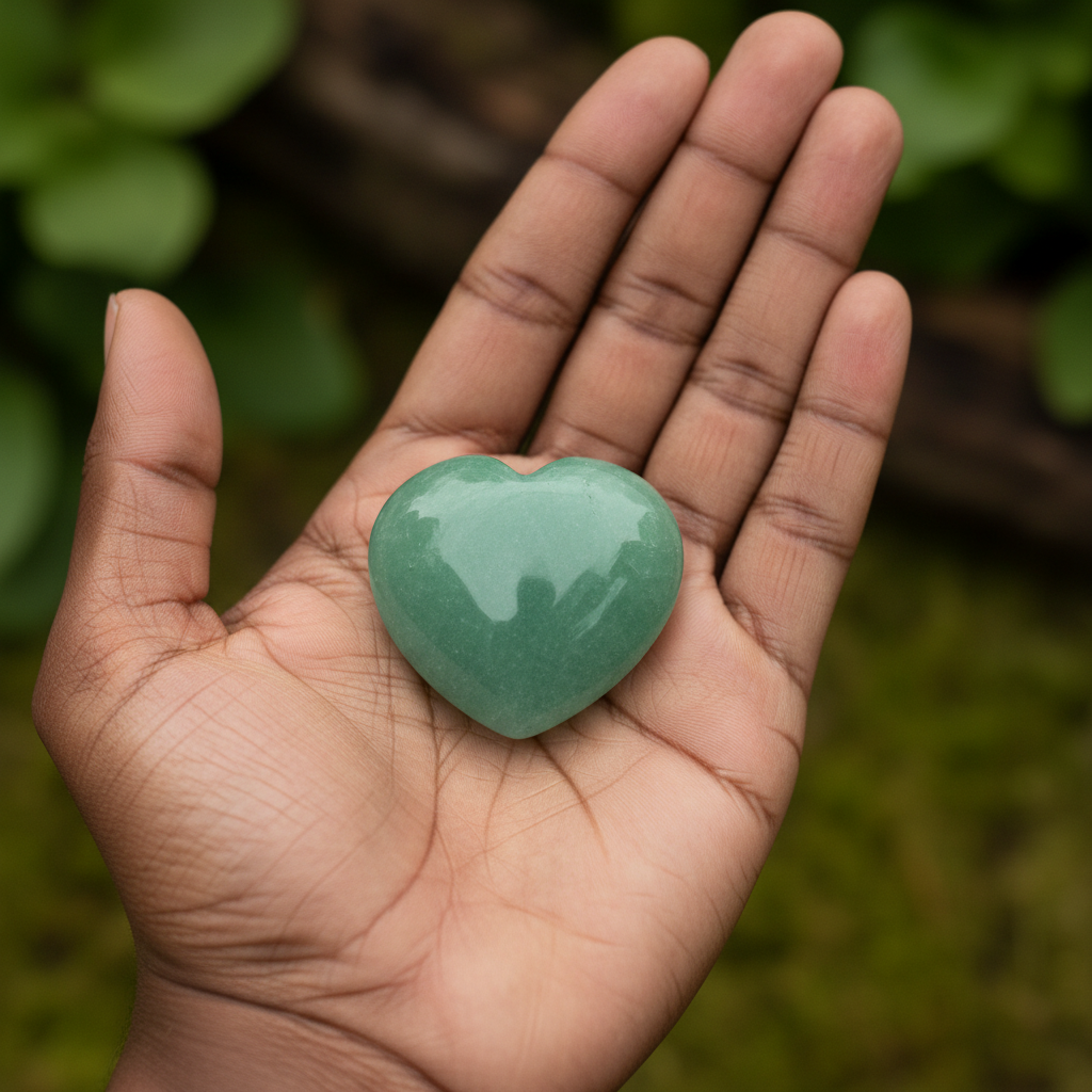 Green Aventurine Small Heart displayed in a calm lifestyle setting for scale and styling inspiration.