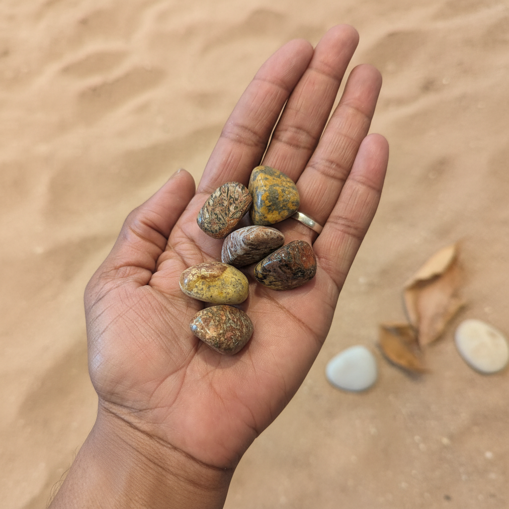 Leopardskin Jasper Tumbled displayed in a calm lifestyle setting for scale and styling inspiration.