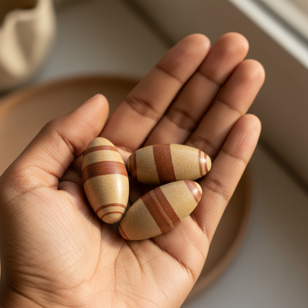 Shiva Lingam displayed in a calm lifestyle setting for scale and styling inspiration.