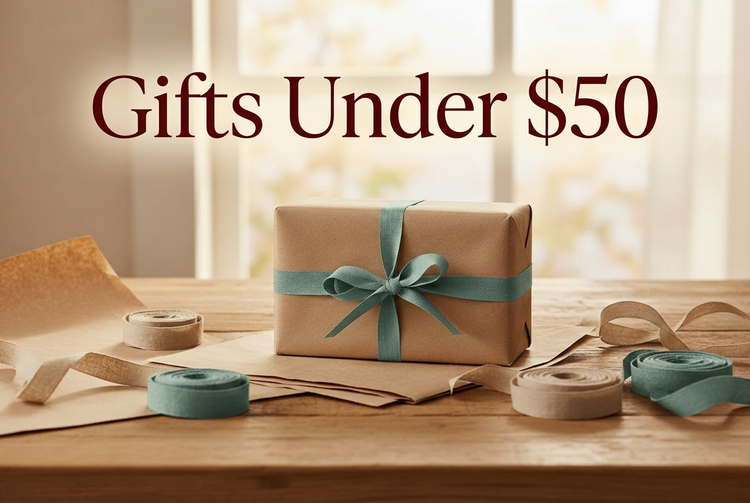 Gifts Under $50 lifestyle image with text overlay