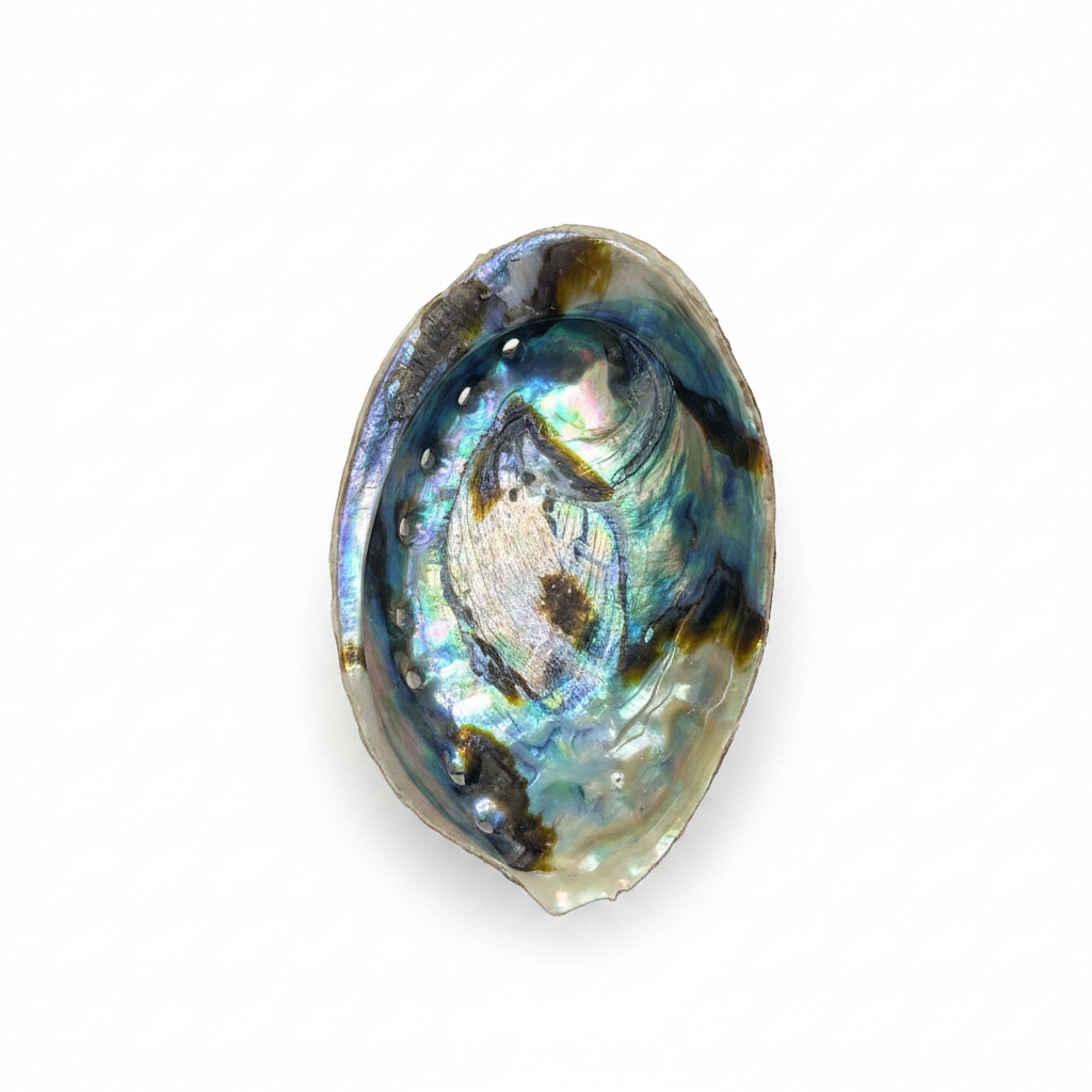 Natural iridescent 6-inch abalone shell offering bowl