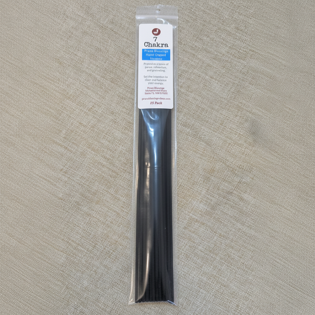Prana Blessings 7 Chakra Incense packaging with 10 sticks