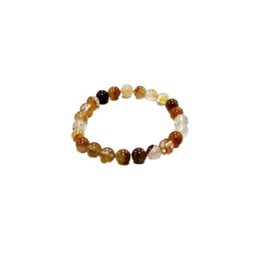Golden Healer Quartz 8mm beaded bracelet on white background