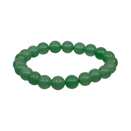 Green Aventurine 8mm beaded bracelet on white background