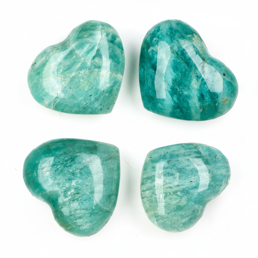 Amazonite Small Heart shown clearly on a clean white background, highlighting its color, shape, and natural variation.