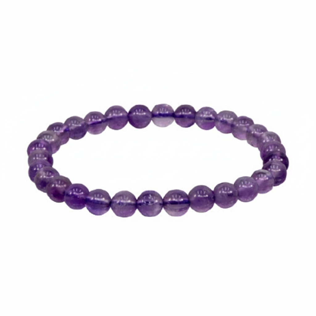 Large Amethyst 8.5-inch stretch bracelet on a clean white background