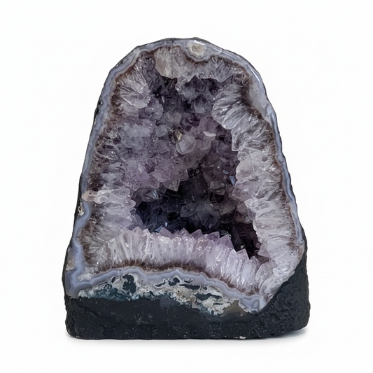 AC3 natural Amethyst Cathedral with violet crystal interior on a clean light background