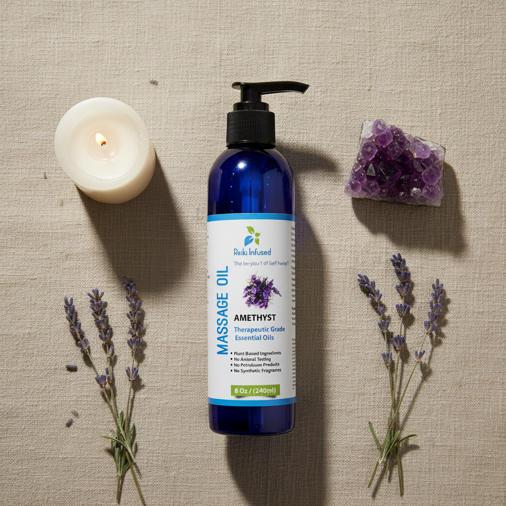 Amethyst Massage Oil Flat Lay Revised