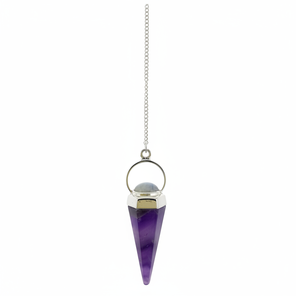 Sterling silver pendulum with Amethyst and Moonstone gemstones