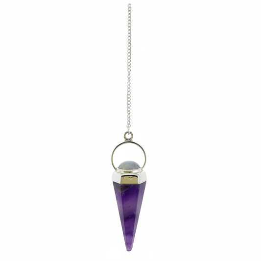 Sterling silver pendulum with Amethyst and Moonstone gemstones