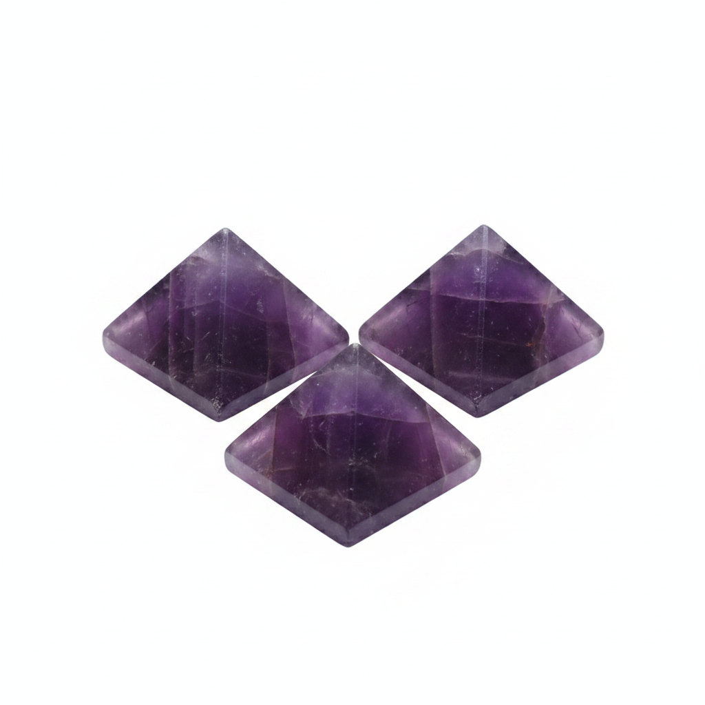 Polished Amethyst Pyramid, approximately 25–30mm, on a white background