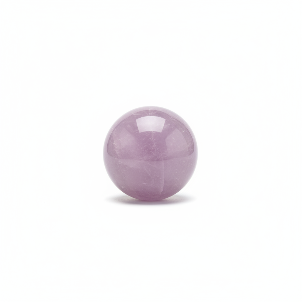 Polished 30–40mm Amethyst sphere on a clean light background