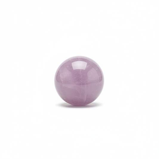 Polished 30–40mm Amethyst sphere on a clean light background