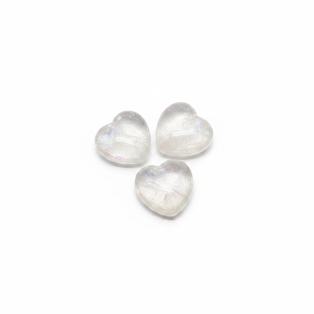 Angel Aura Small Heart shown clearly on a clean white background, highlighting its color, shape, and natural variation.