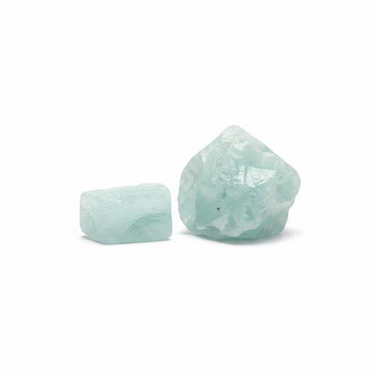 Aquamarine Chunks natural crystal shown on a clean light background
