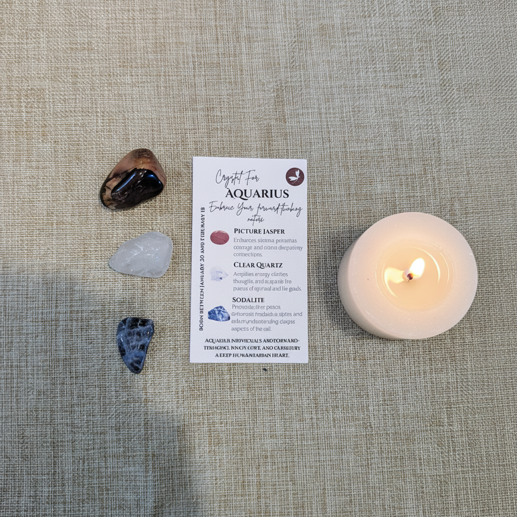 Aquarius Zodiac Set – Flat Lay with Card