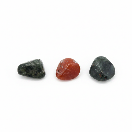 Jade, Carnelian, and Bloodstone Aries Zodiac Set on a white background.