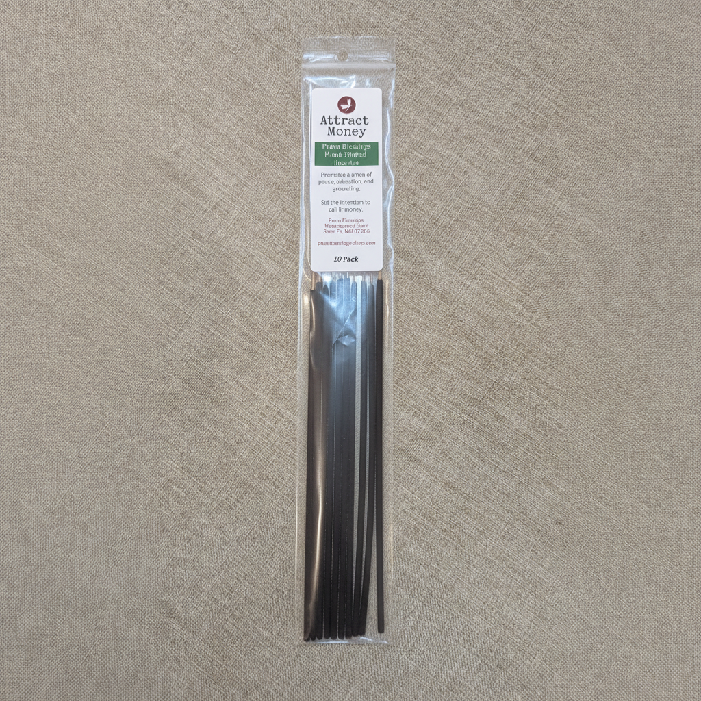 Prana Blessings Attract Money Incense packaging with 10 sticks