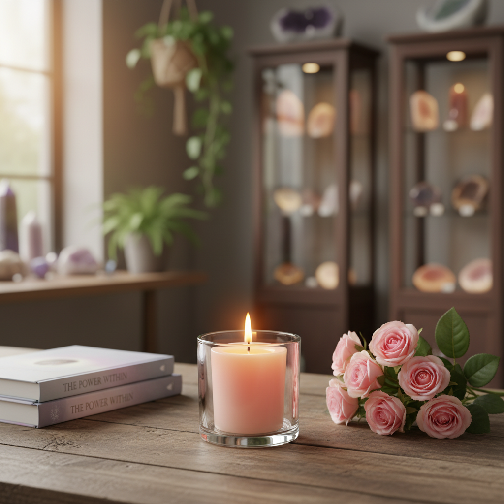 Balance and Creativity Votive Candle displayed in a creative setting