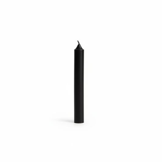 Black 4-inch ritual chime candle on a white background