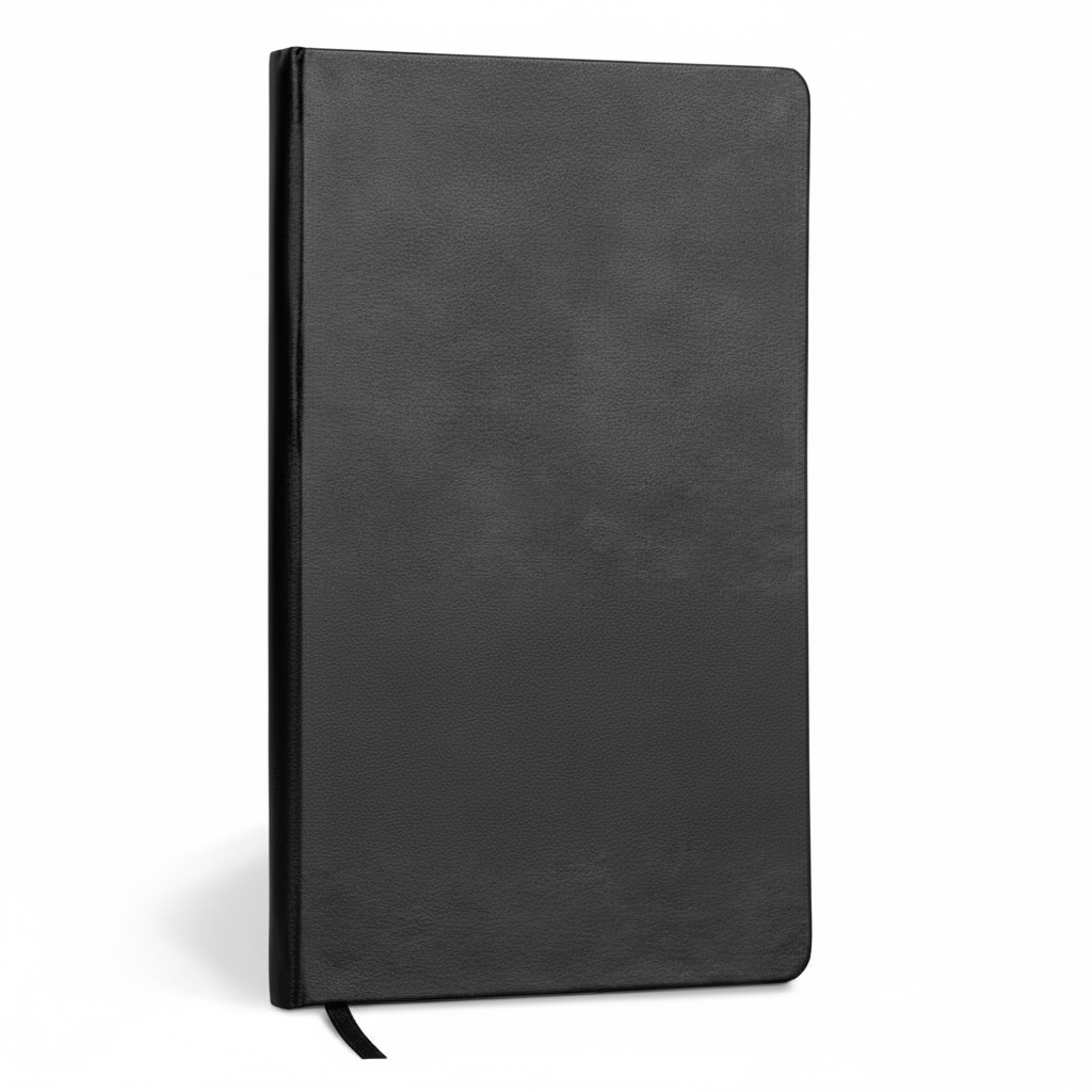 Black Union Square hardcover journal with ribbon marker on a white background