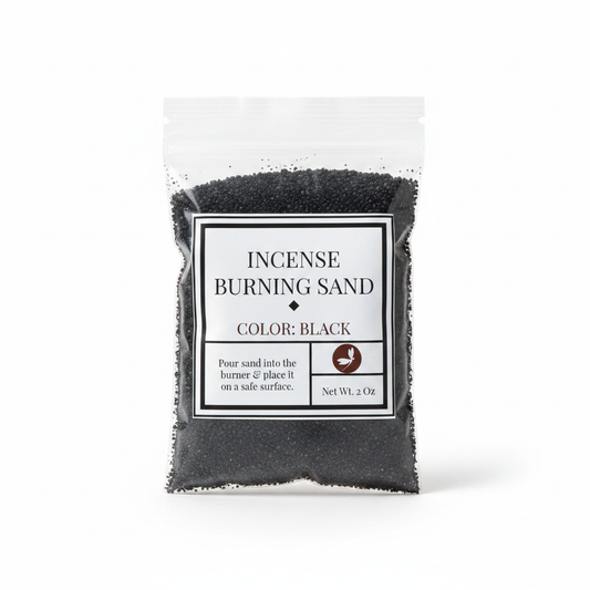 Two-ounce bag of black insulating sand for incense burners