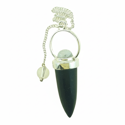 Sterling silver pendulum with Black Tourmaline and Moonstone gemstones