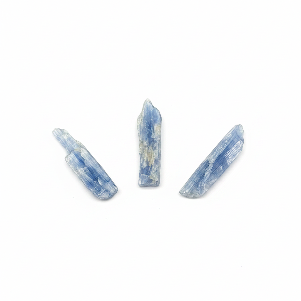 Blue Kyanite Blades natural crystal shown on a clean light background