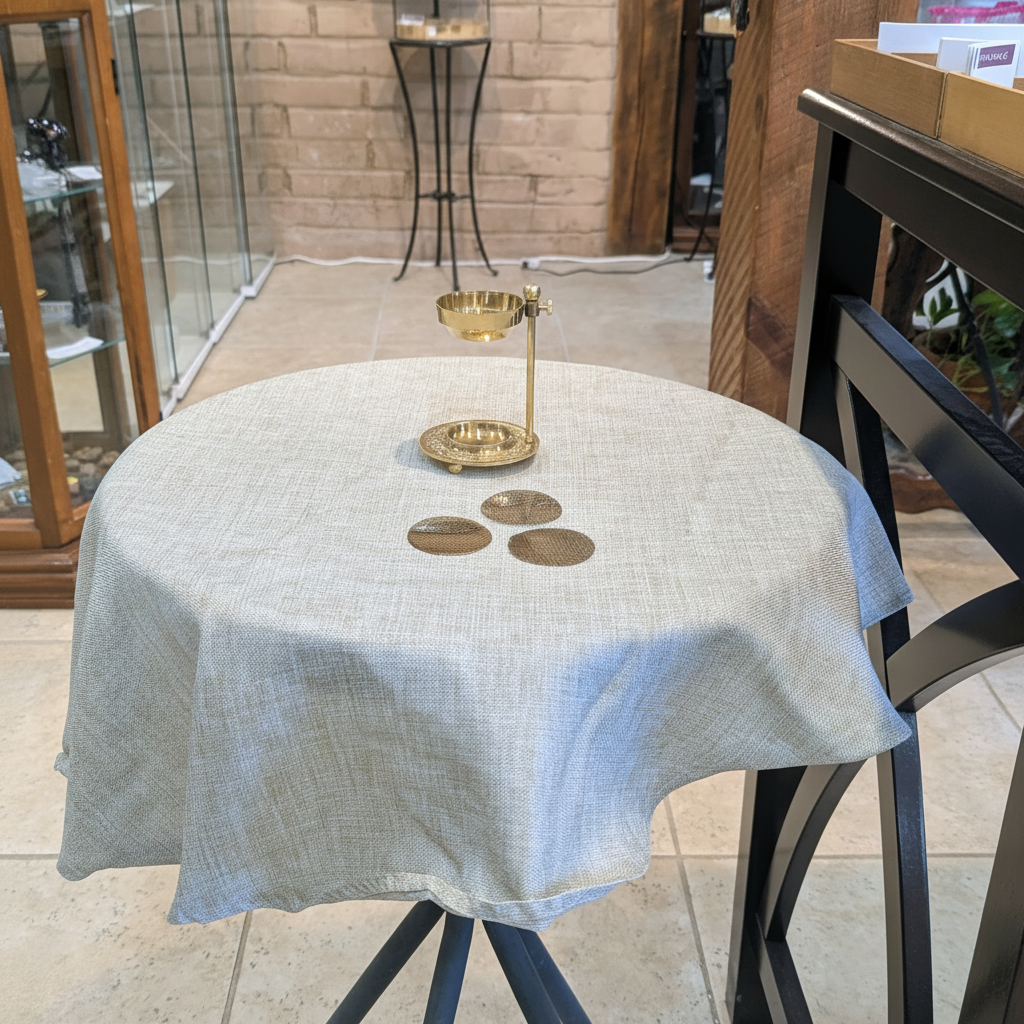 Brass resin burner replacement screens held in hand to show scale