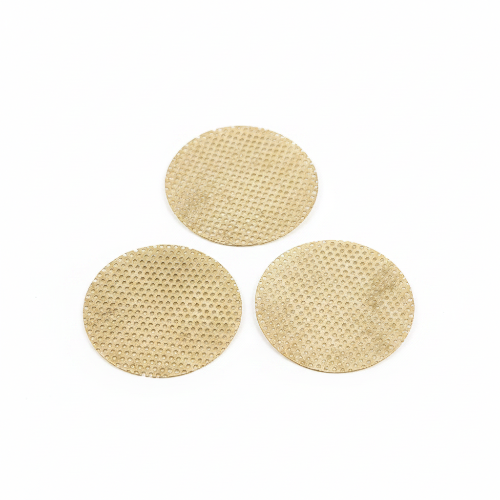 Three round replacement screens for a brass resin burner