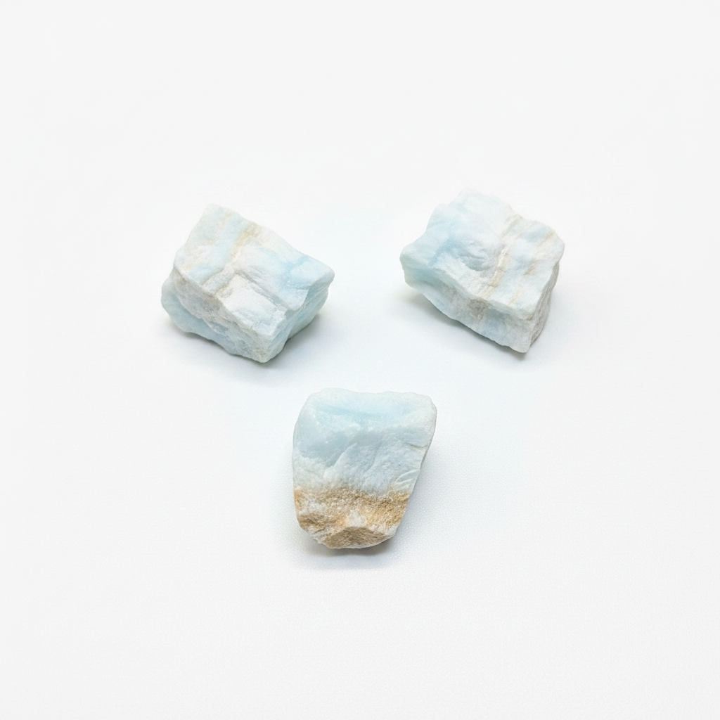 Rough Caribbean Blue Calcite – Stone of Higher Awareness & Lucid Dreams natural crystal shown on a clean light background