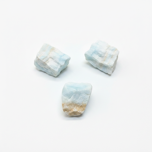 Rough Caribbean Blue Calcite – Stone of Higher Awareness & Lucid Dreams natural crystal shown on a clean light background