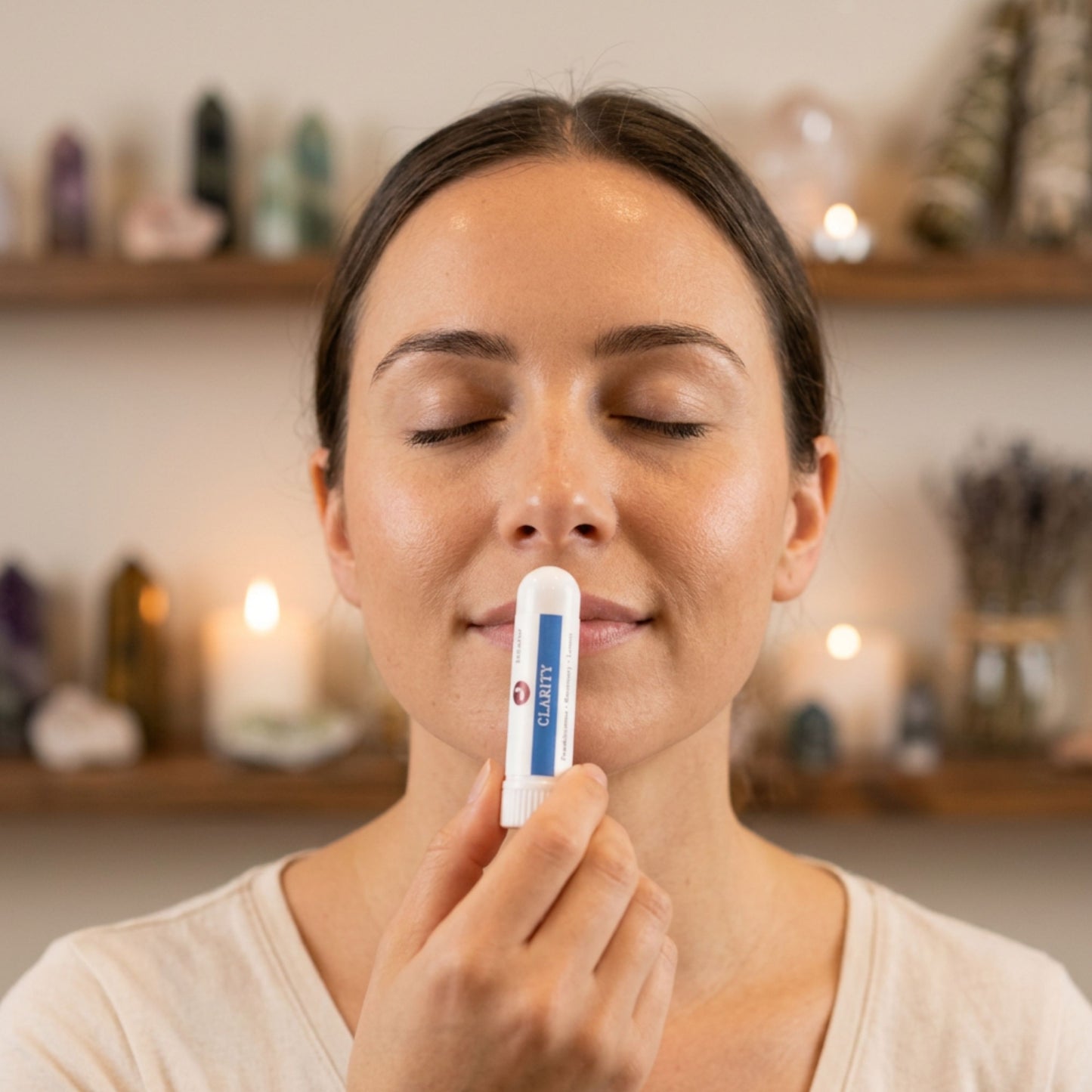 Clarity Aromatherapy Inhaler displayed in an intentional lifestyle setting