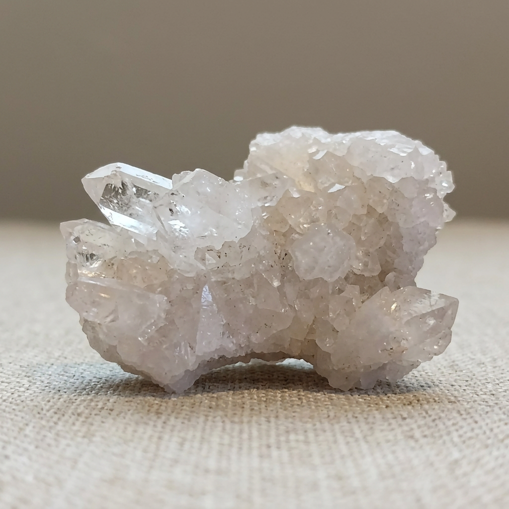Medium Clear Quartz cluster points and natural inclusions close-up