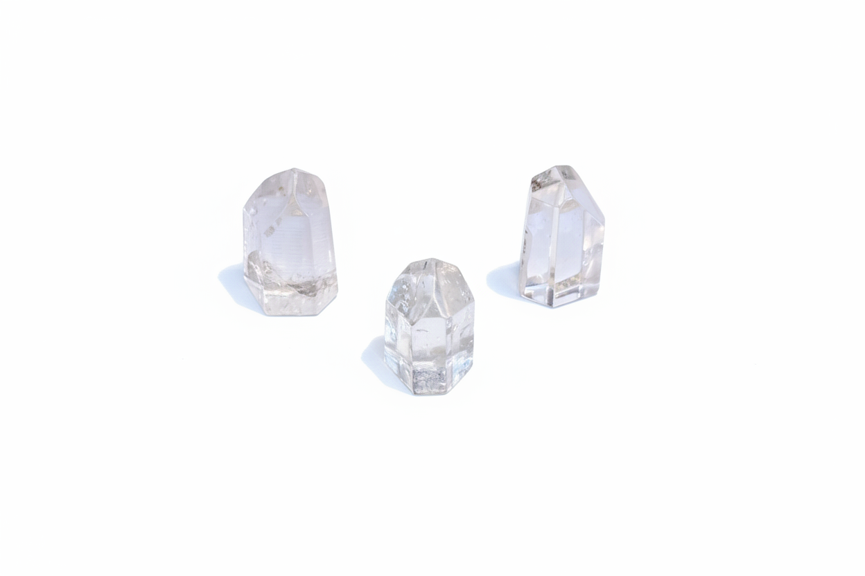 Clear Quartz Points 1" - 2" shown on a clean light background