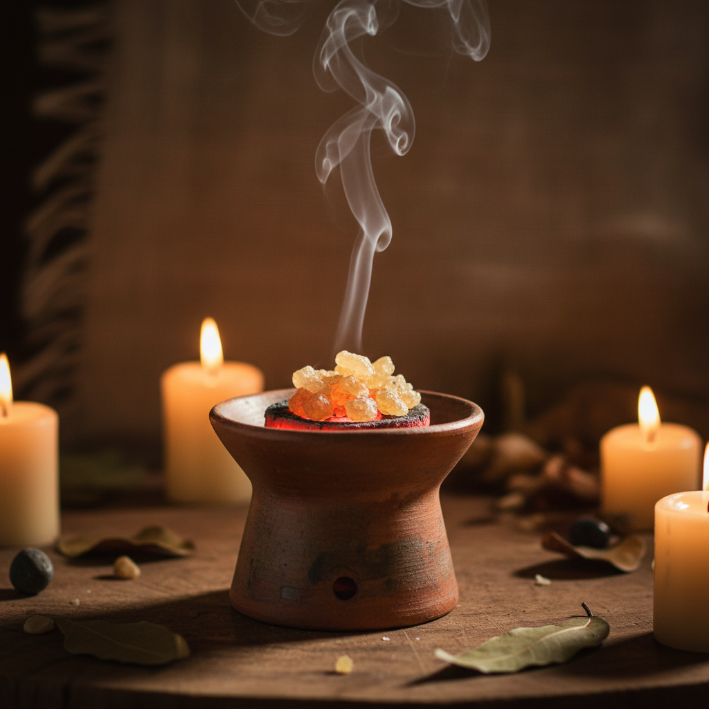 Copal Oro resin arranged for incense ritual use