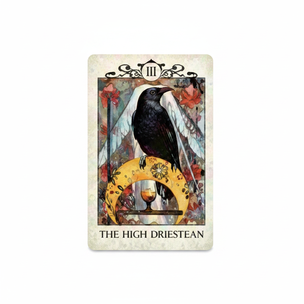 Crow Tarot High Priestess card or artwork from Crow Tarot Deck
