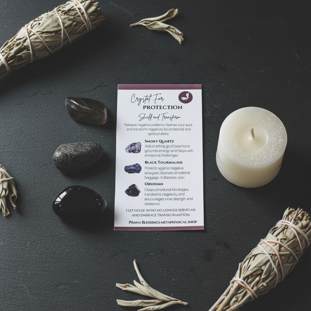 Crystal Bundle for Protection Against Negative Energy displayed in a calm lifestyle setting for scale and styling inspiration.