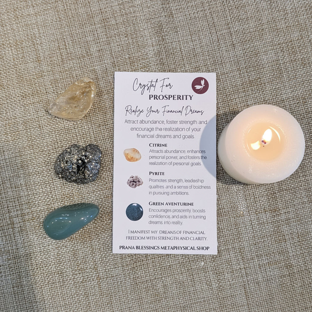 Prosperity crystal bundle arranged with Citrine, Pyrite, and Green Aventurine
