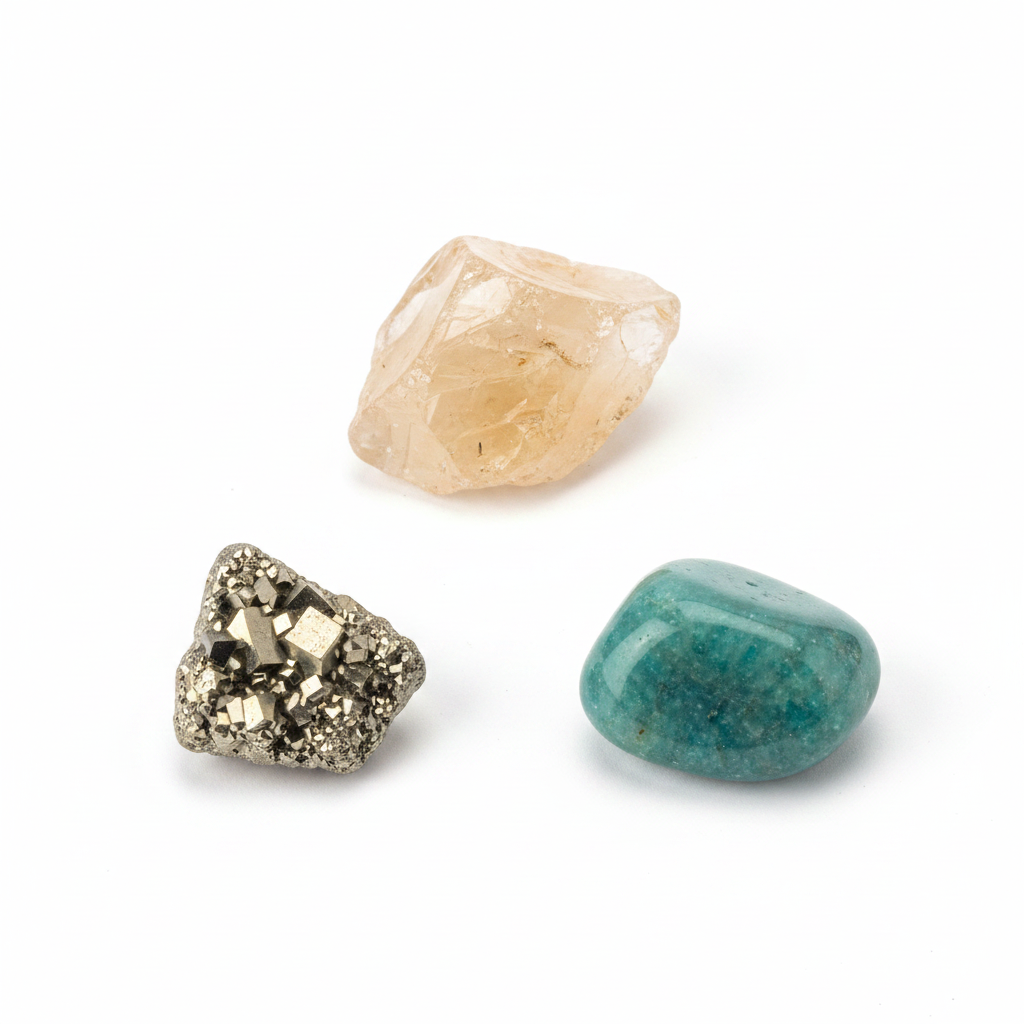 Citrine, Pyrite, and Green Aventurine prosperity crystal bundle