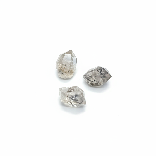 Double Terminated Quartz natural crystal shown on a clean light background