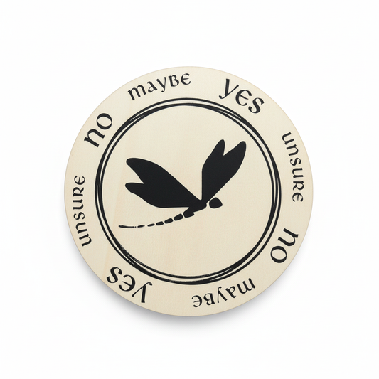 Round handmade poplar pendulum board with dragonfly design
