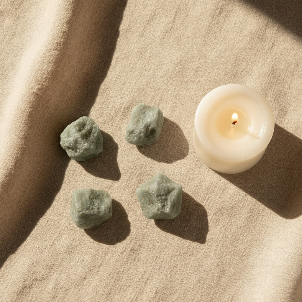 Emerald - Rough natural crystal displayed in a calm styled setting