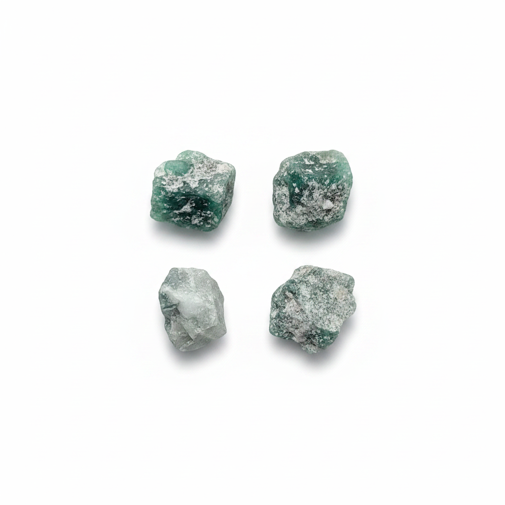 Emerald - Rough natural crystal shown on a clean light background