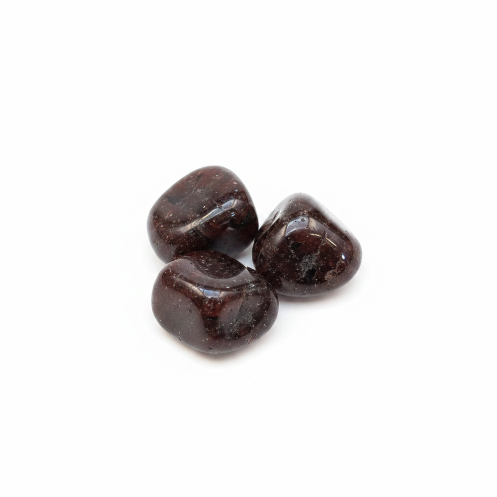 Garnet Tumbled Stones shown clearly on a clean white background, highlighting its color, shape, and natural variation.