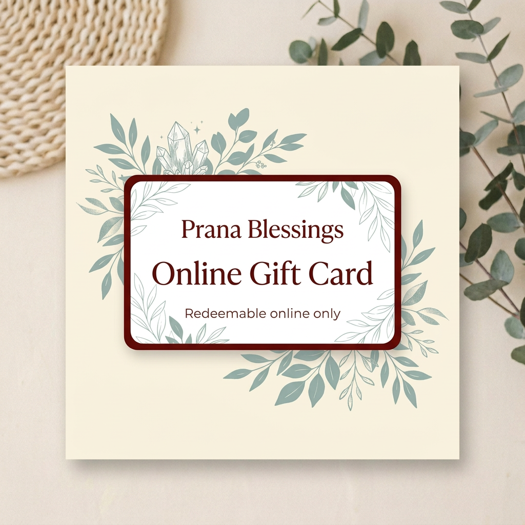 Gift card image using Prana Blessings brand colors