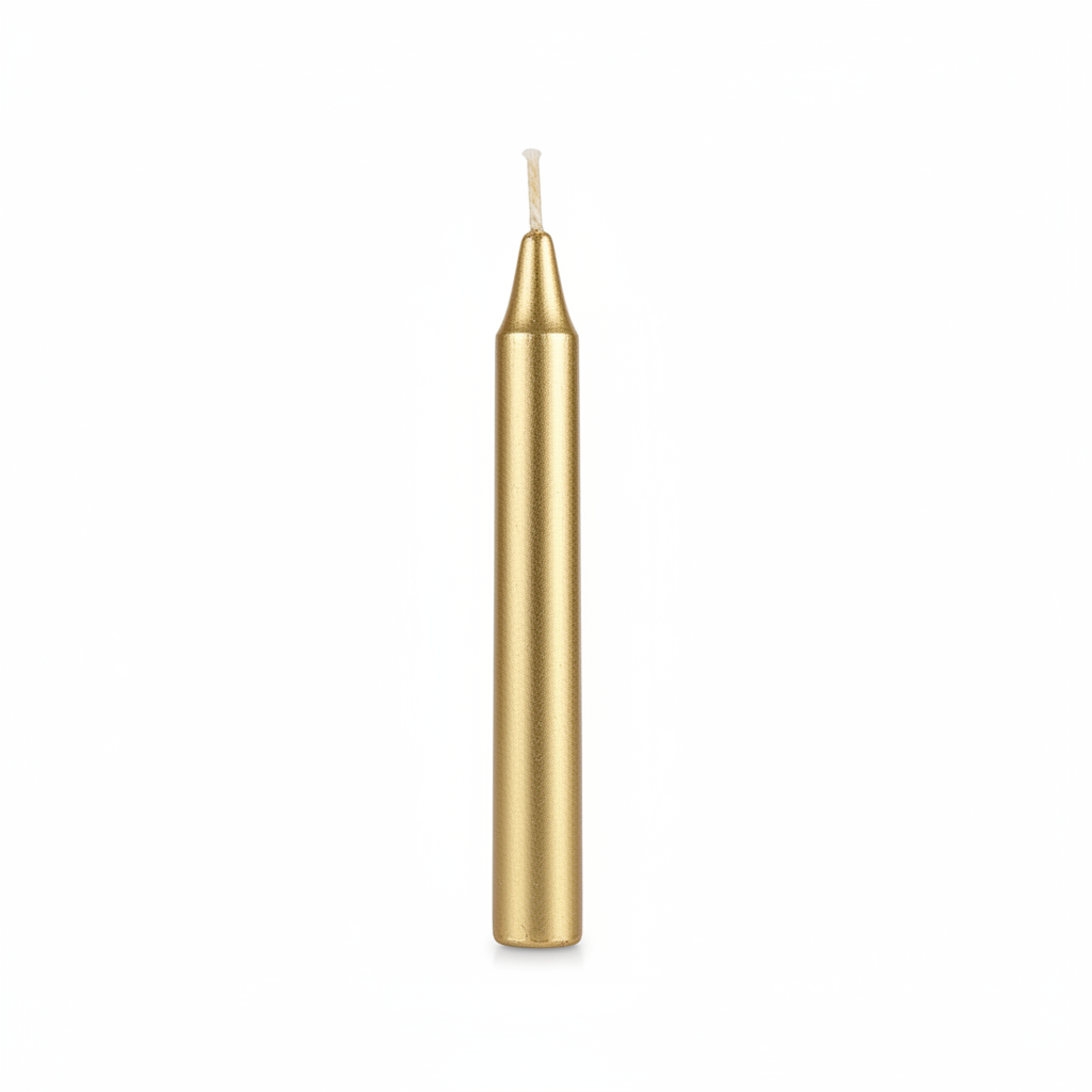 Gold 4-inch ritual chime candle on a white background