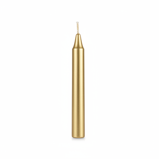Gold 4-inch ritual chime candle on a white background