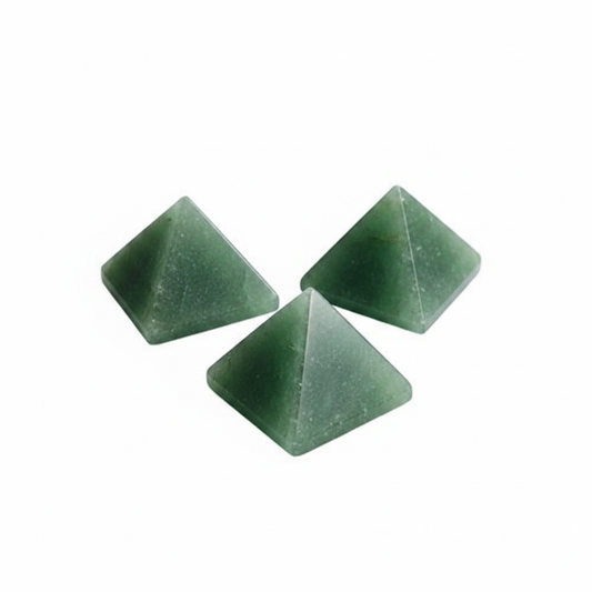 Polished 1-inch Green Aventurine Pyramid on a white background