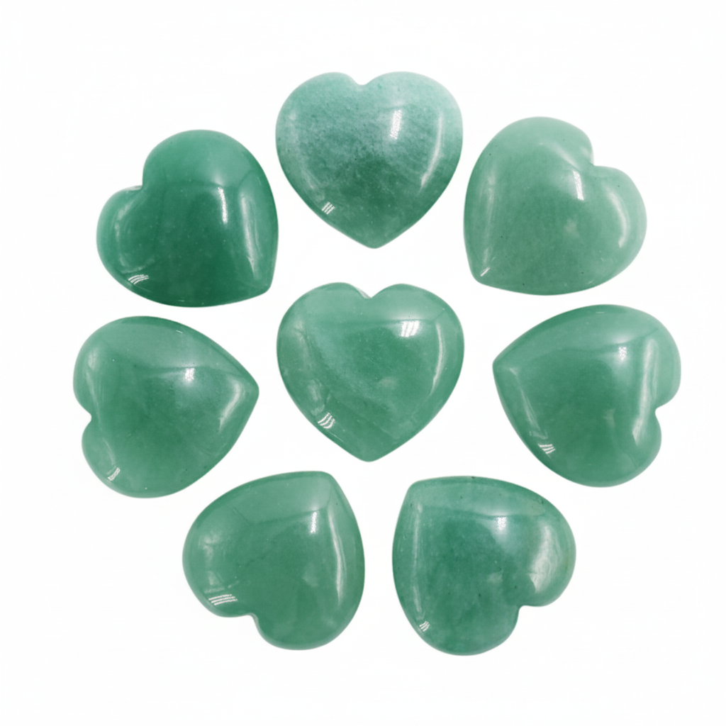 Green Aventurine Small Heart shown clearly on a clean white background, highlighting its color, shape, and natural variation.